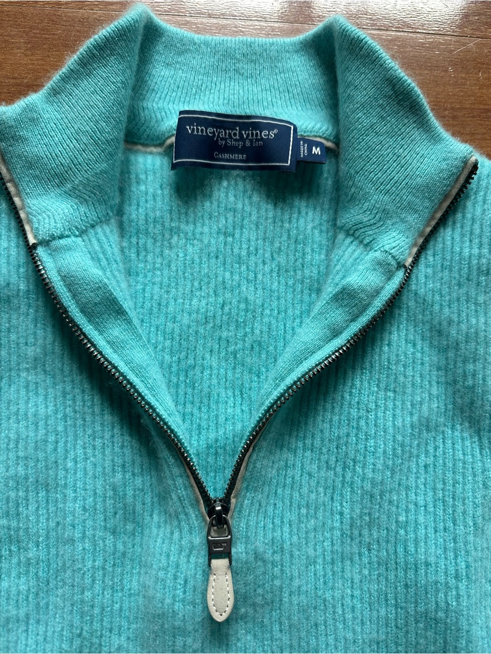Vineyard Vines Women’s Teal 100% Cashmere Half-Zip Sweater